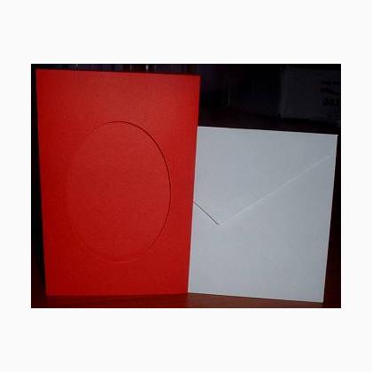 Card oval opening: red