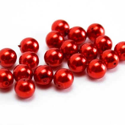 Red 8mm. From Marianne Hobby - Glass Beads round 8mm. - Beads
