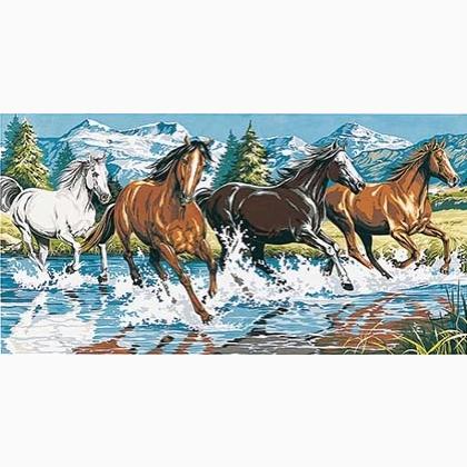 At a great gallop