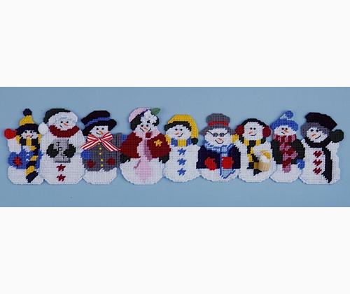 Design Works Plastic Canvas Christmas Ornament Kit SNOWMEN IN HATS Complete Kit