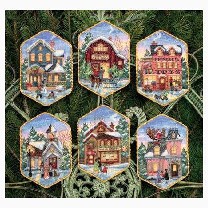 Dimensions Gold Collection Counted Cross Stitch Ornament Kit-Christmas  Village Ornaments (18 Count)