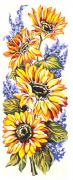 Sunflowers and blue flowers