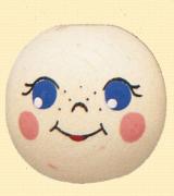 Doll's head painted - 12mm.