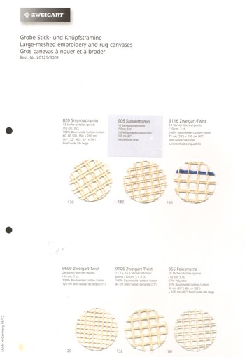 Zweigart: Rug and large-meshed canvas Sample Card
