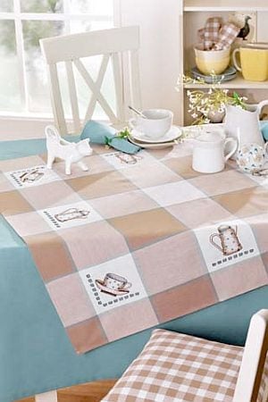 Tablecloth \"kitchen impression\" white/camel