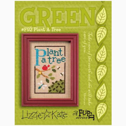 Lizzie Kate Green Flip-It Series Plant A Tree F92 Counted Cross Stitch Pattern with Button