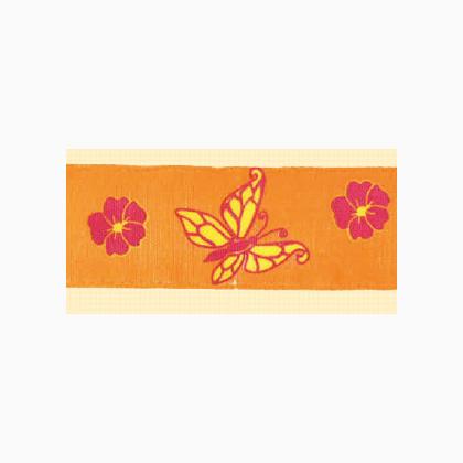 Velour Ribbon: Butterflies - orange
