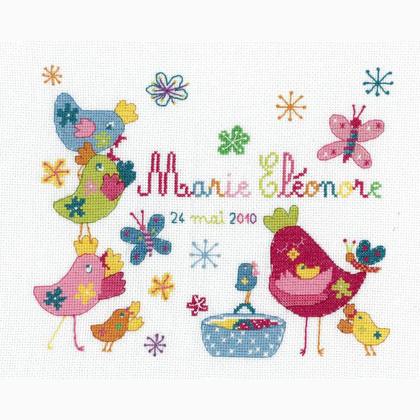 Deco: Coloured Hens First Name Sampler