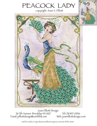 Peacock Lady From Joan Elliott - Cross Stitch Charts 