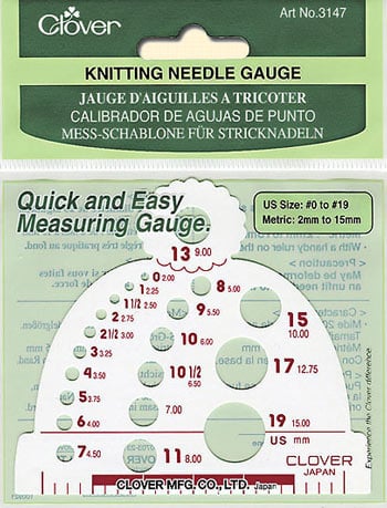 Clover Knitting Needle Gauge-Measures Sizes 0 To 19
