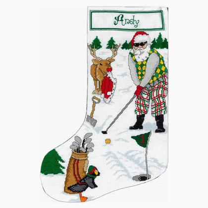 Golfing Santa Stocking