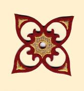Charming decorations: gold and red ribbon