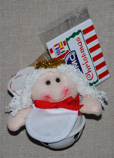 Christmas Red Soft Toy - Hanging Angel with bell
