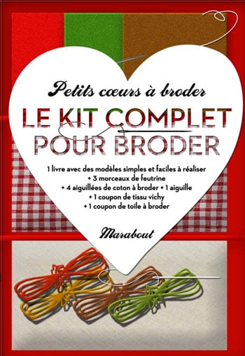 Petits coeurs à broder - Le kit complet pour broder