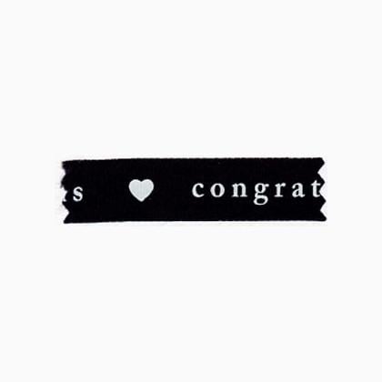 Ribbon 15mm - Congratulations - White/Black