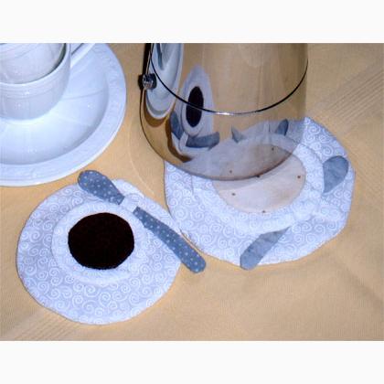 Quilted table mats for coffe pots and cups Bar Espresso