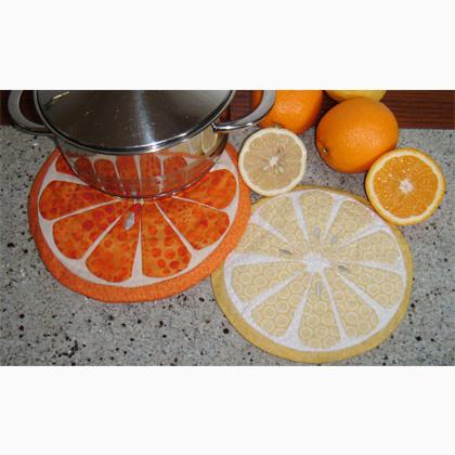 Quilted Table Mat Orange and Lemon