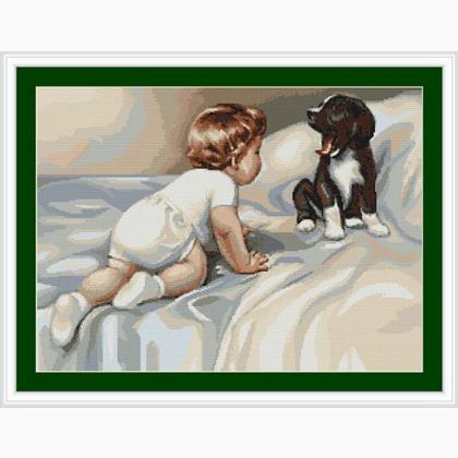 Baby boy with dog