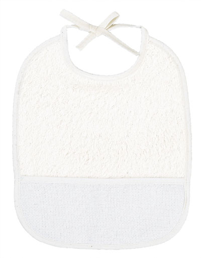 Squared sponge bib 3 months - White