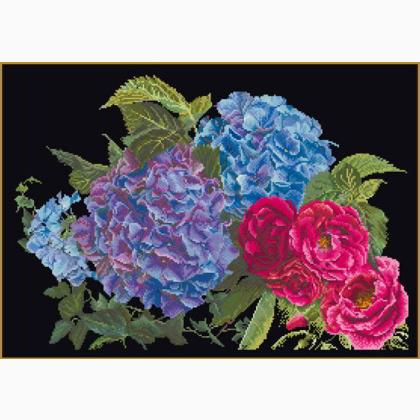 Hydrangea & Rose - black