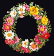 Roses Wreath Cushion - Black