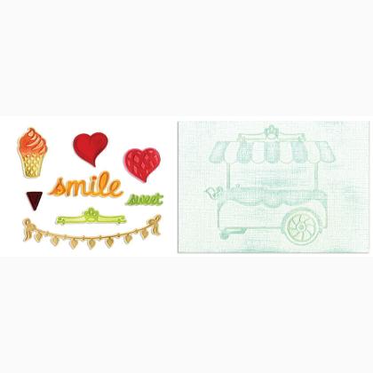 Sizzix Framelits Die Set 5PK w/Text. Imp. - Sweet Shoppe