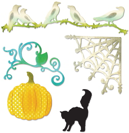 Sizzix Thinlits Die Set 5PK - Pumpkin, Cat, Crows & Web From