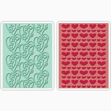 Sizzix Textured Impressions Embossing Folders 2PK - Vintage Buttons Set