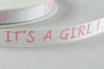 Ribbon 10mm - It's Girl - Grosgrain - Pink