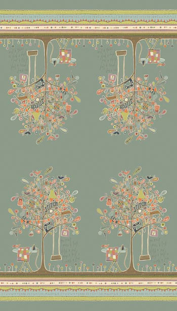 Button Tree Lane Panel From Henry Glass - American print cotton fabrics ...