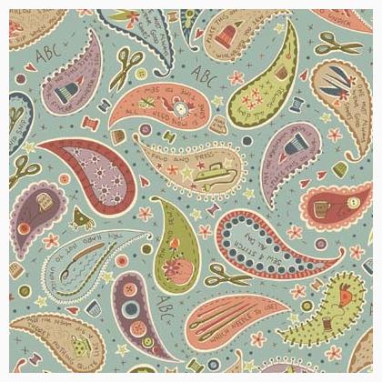 Button Tree Lane Blue Paisley 45x110cm. From Henry Glass - American ...