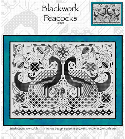 Blackwork Peacocks