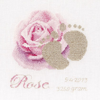 Birth Sampler Rose (Aida)