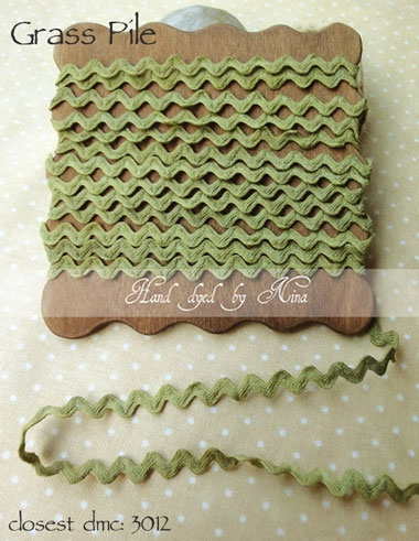 Hand Dyed Ric Rac Nina Ric-rac trims Grass Pile (5mt.) From Hand dyed by Nina - Bands ...