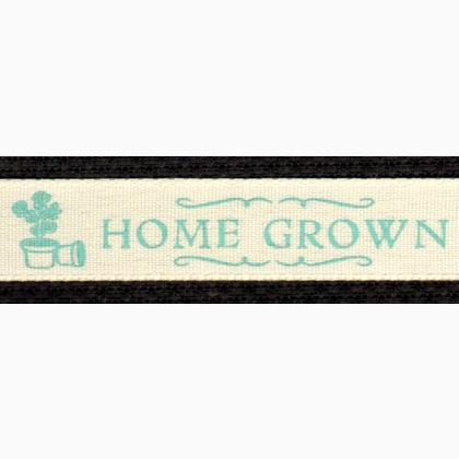Ribbon 15mm - Home Grown - White/Turquoise
