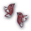 Button - Dark Red Birds (pair)