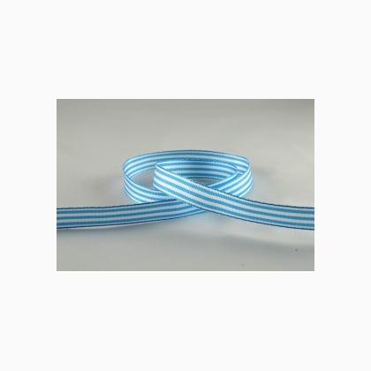 Striped Ribbon 10mm - Turquoise/White