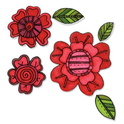 Sizzix Framelits Die Set 8PK w/Stamps - Flowers #5