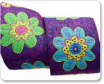 Jacquard Passementarie - Flowers on Purple - 38 mm