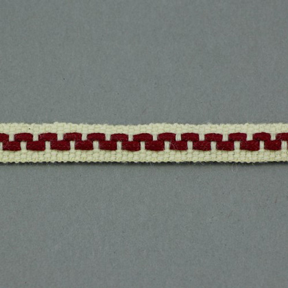 Ribbon with crenelated motif - Ecru and Burgundy