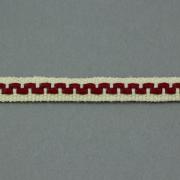 Ribbon with crenelated motif - Ecru and Burgundy