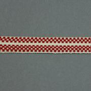 Ribbon with checked motif - Ecru and Vermilion