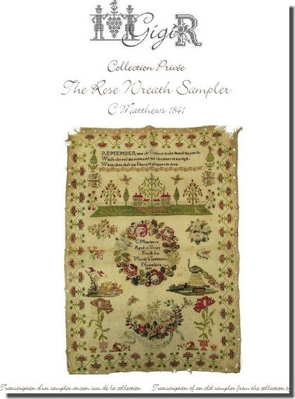 Sampler Gigi R The Rose Wreath Sampler de Gigi Ries - Grilles Point de Croix - Grilles ...