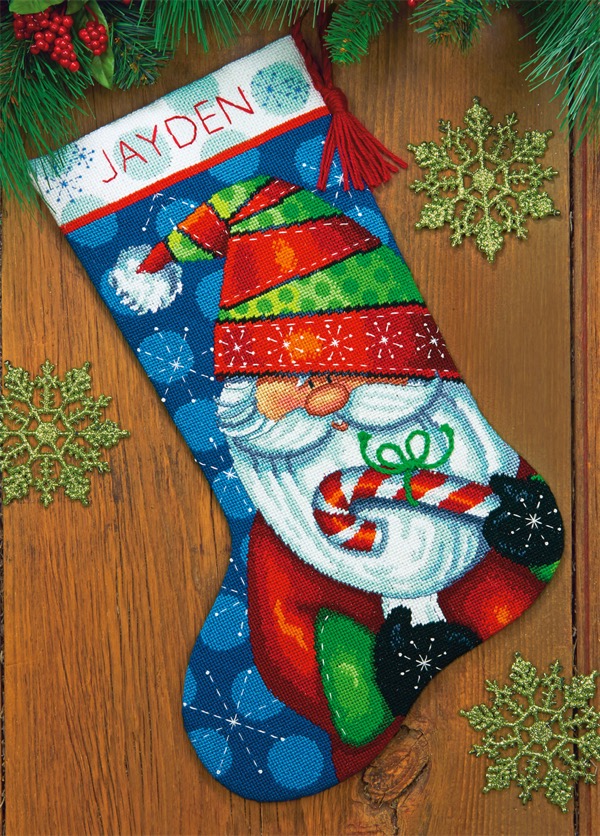 Sweet Santa Stocking From Dimensions - Tapestry and Canvases