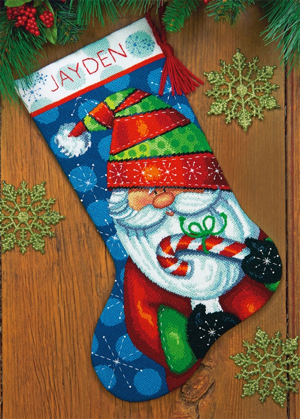 Santa & Kitten Stocking (cross stitch kit)