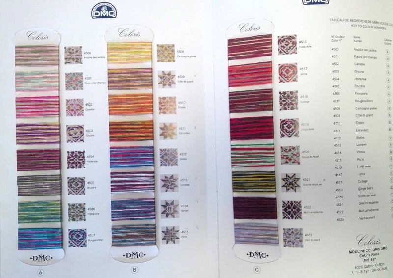 DMC Coloris Floss Chart From DMC - Color Cards & Catalogs