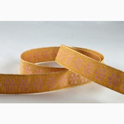 Ribbon \'Brown Coloured Flower\' 15mm - Pink