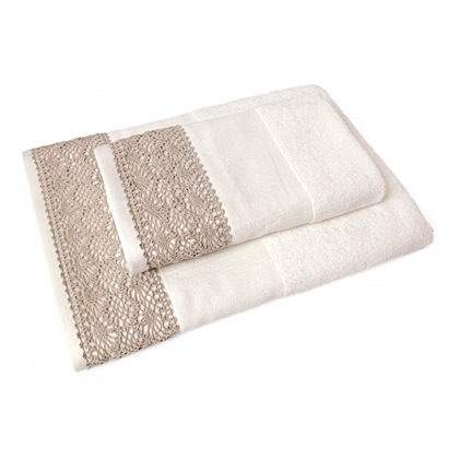 Pair of cotton towels linen with lace From DMC Bathroom Ready to Stitch Casa Cenina