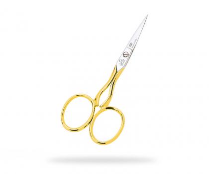 Customized scissors Gold Handle 9 cm. Eco-friendly leather pack