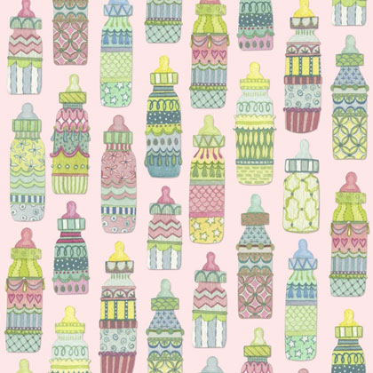 Baby Sprinkles - Baby Bottles Lt Pink 45x110cm.